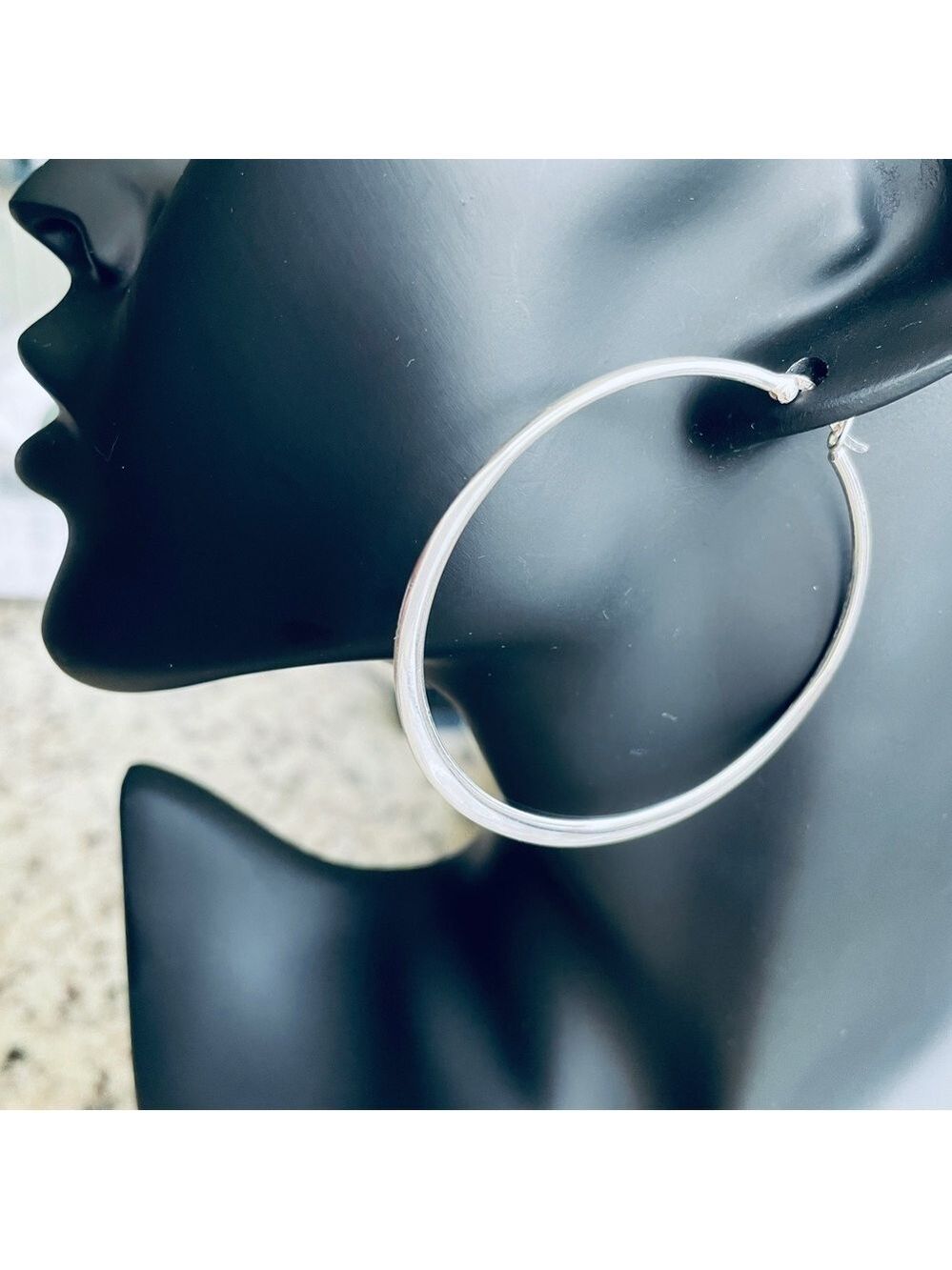 Classic Large 2.2” Round Hoop Sterling Silver Earrings